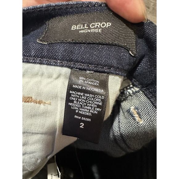 Bell Crop High Rise New Ladies Express Denim Blue Jeans Dark Wash Size 2 - Picture 6 of 7